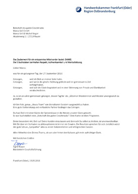 Dankeschoen der Handwerkskammer Frankfurt